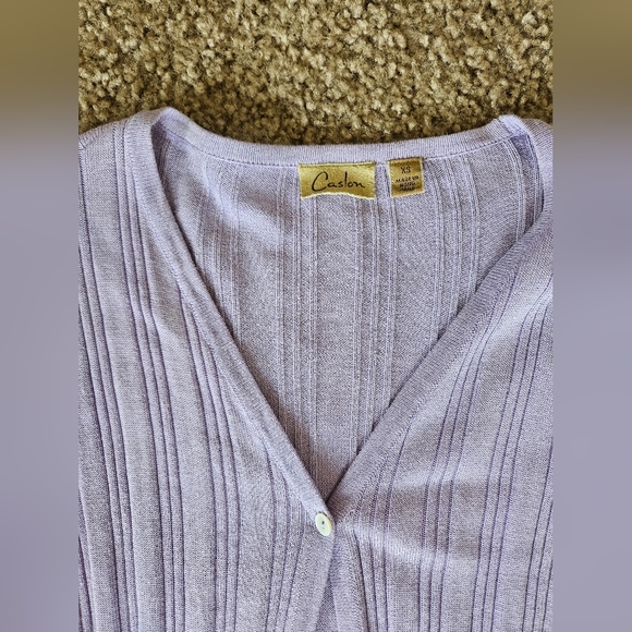 Caslon Lavender Ribbed Cardigan with 1 Button Enclosure, Size XS - Picture 2 of 8